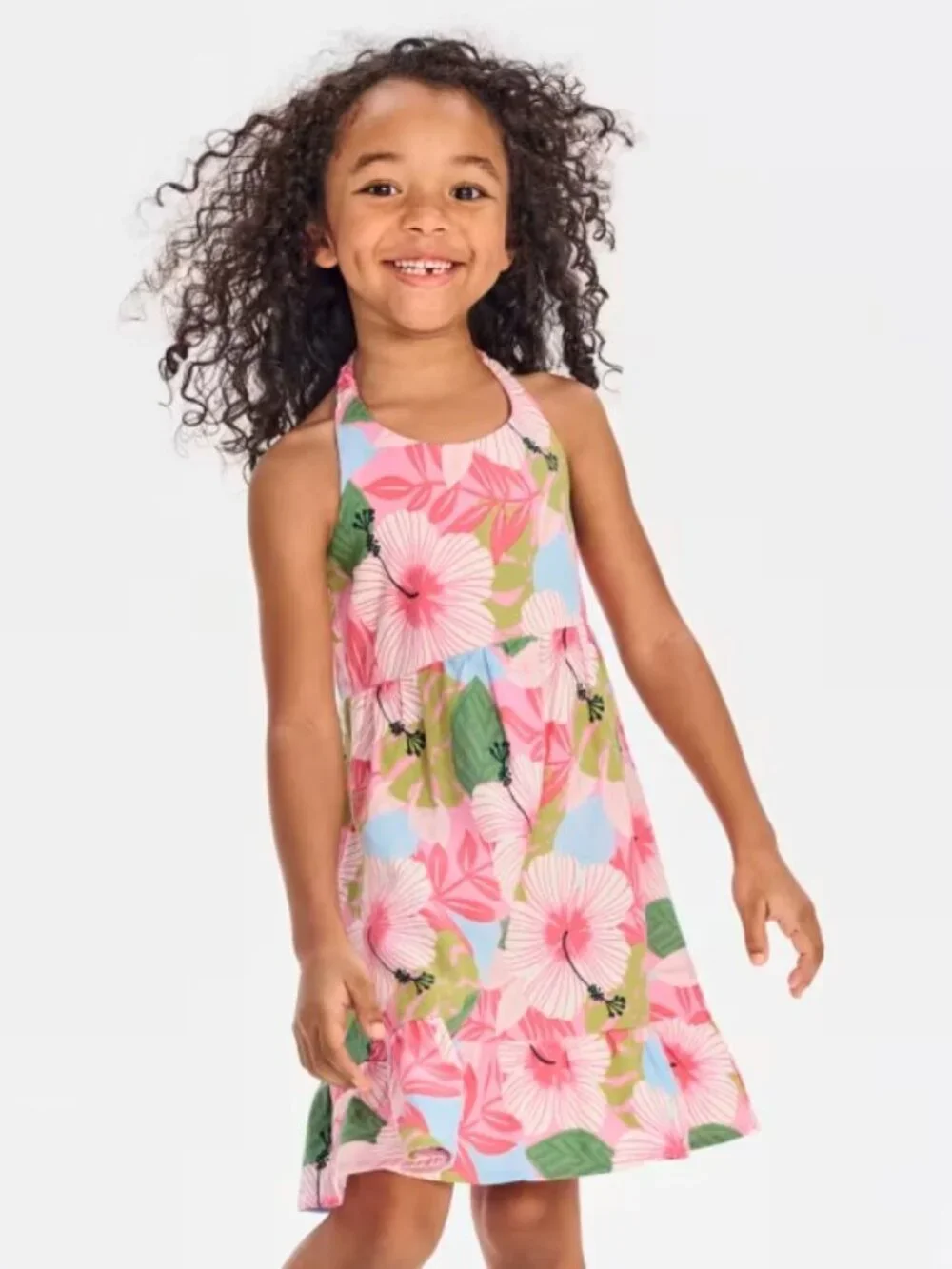Gymboree Girls 8 Sleeveless Pink Tropical Halter Sundress NWT Linen Rayon